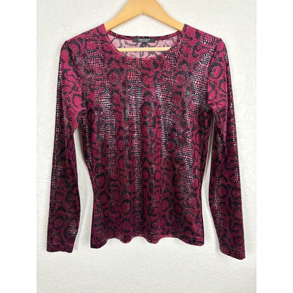 Karen Kane Lifestyle WomensTop Burgundy Small Snake Print Fall Red‎ Office Work